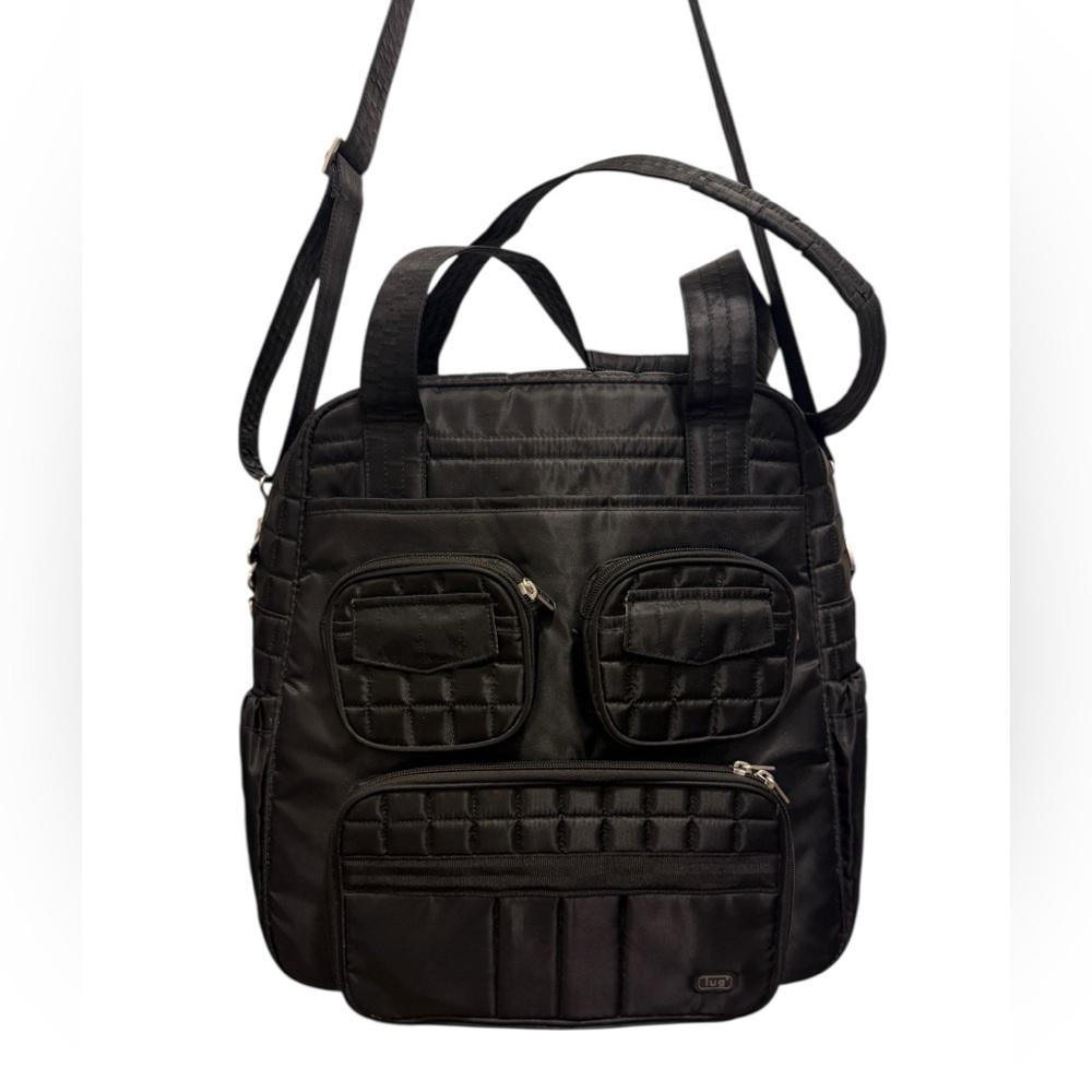 Lug Overnight Travel Gym Tote Puddle Jumper in Quilted Black - with Long Strap